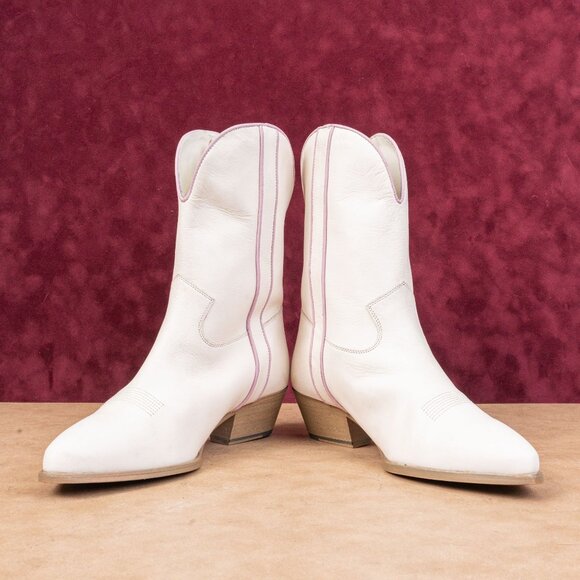 Free People Women Borderline Cream Leather Western Cowboy Boots 8US EUR 38.5 - Picture 2 of 9